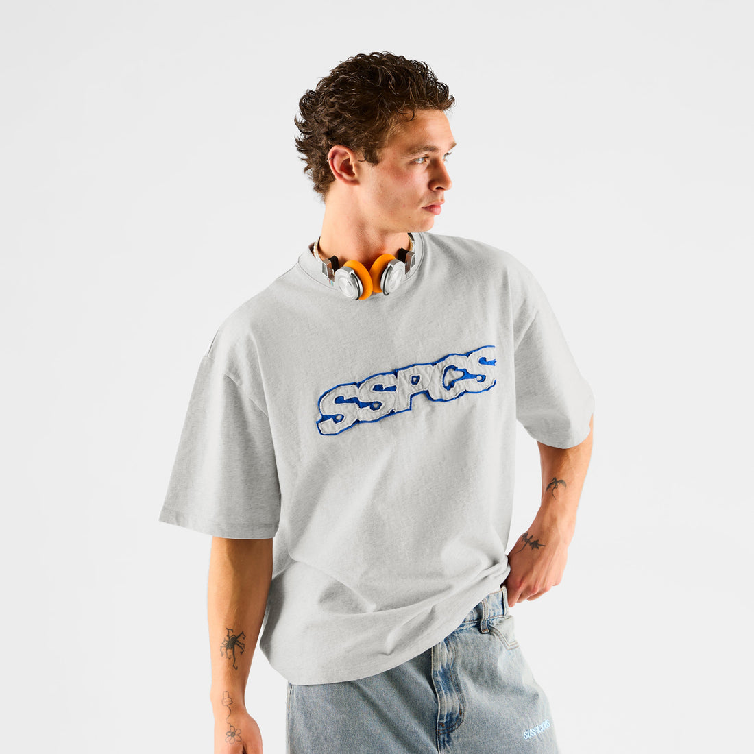 Summer Stripes / Blue Layered SSPCS Applique Tee - Ash