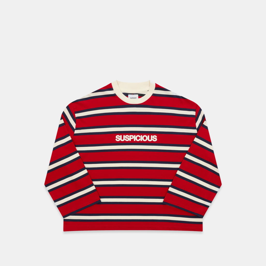 Spring 1 / Suspicious Striped Longsleeve - Ruby Red & Nightfall