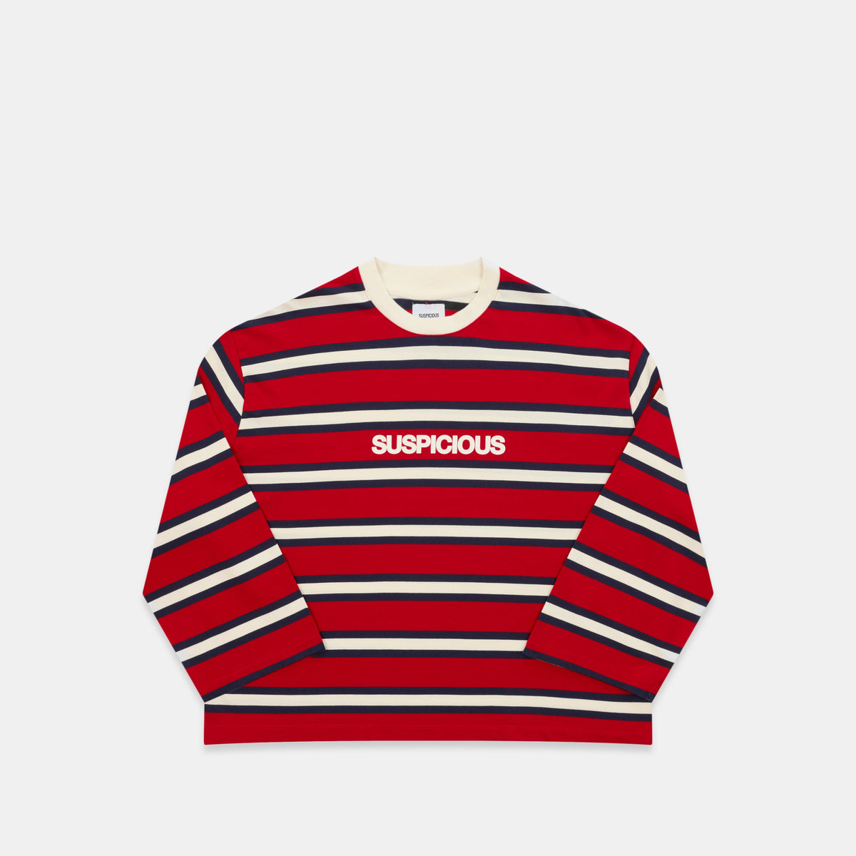 Spring 1 / Suspicious Striped Longsleeve - Ruby Red & Nightfall