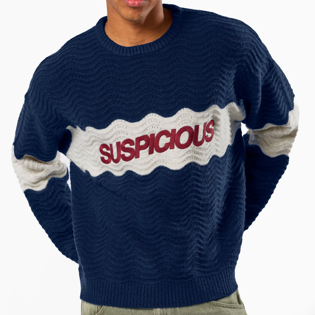 Winter4 / Break Knitted Wavy Sweat - Nightfall