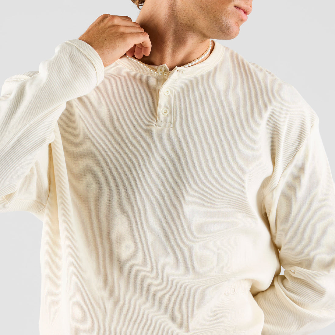 Core / Core Ribbed Henley Longsleeve - Natural