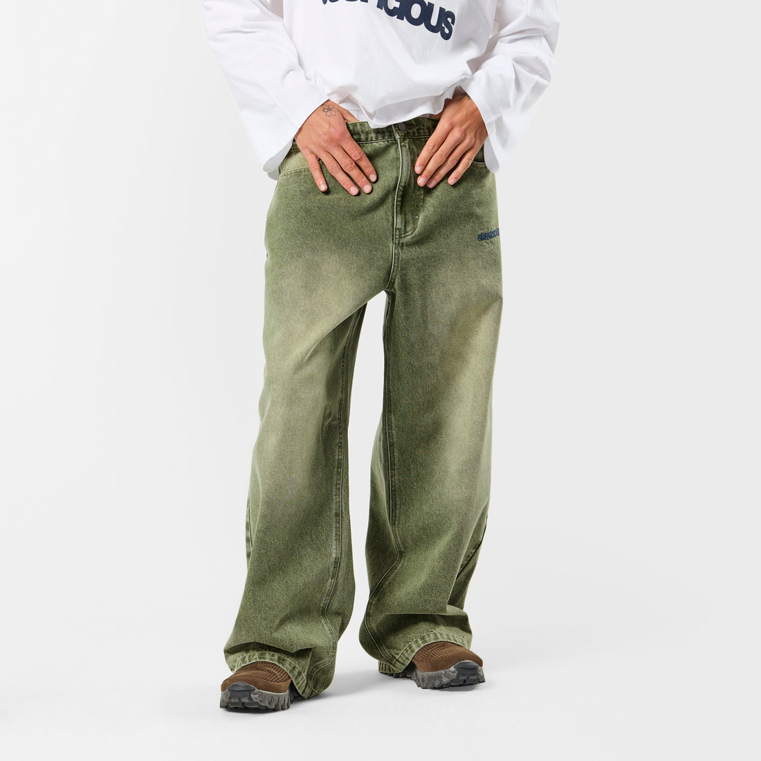 Softground / Essentials Baggy Jeans - Washed Matcha