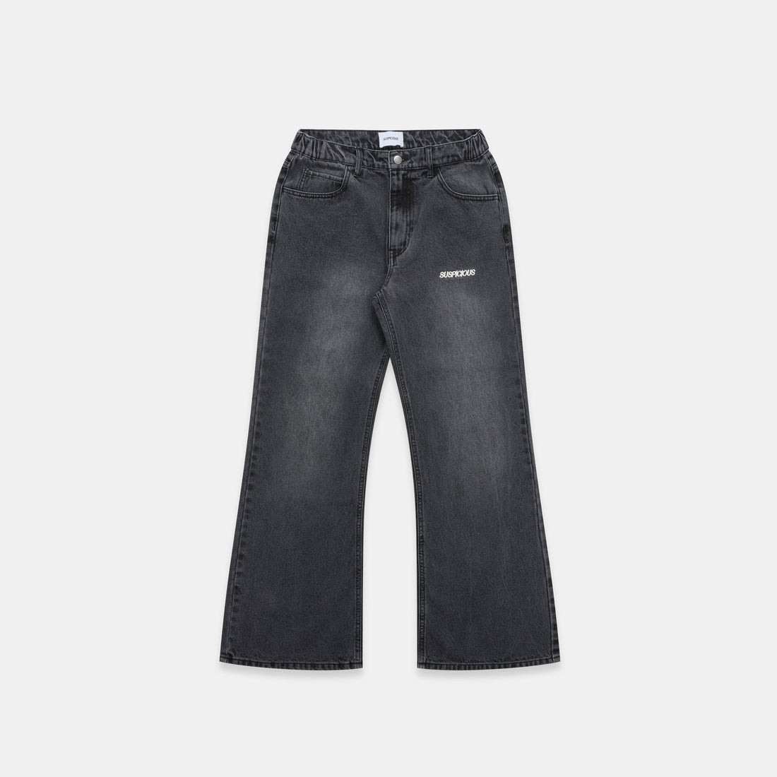 Leopard / Essentials Flairy Jeans - Washed Black