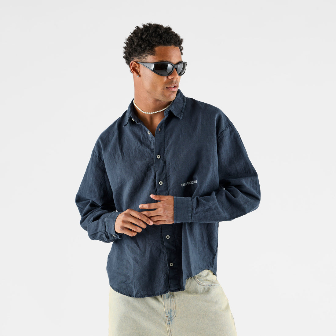 PL / Essentials Linen Longsleeve Shirt - Coastal Blue