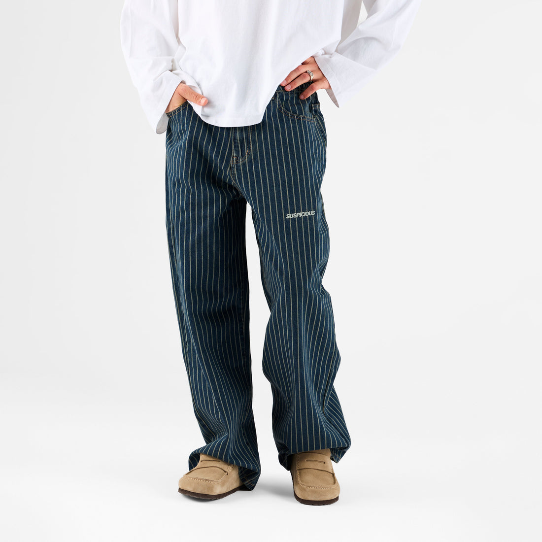 Boat / Essentials Striped Baggy Jeans - Indigo