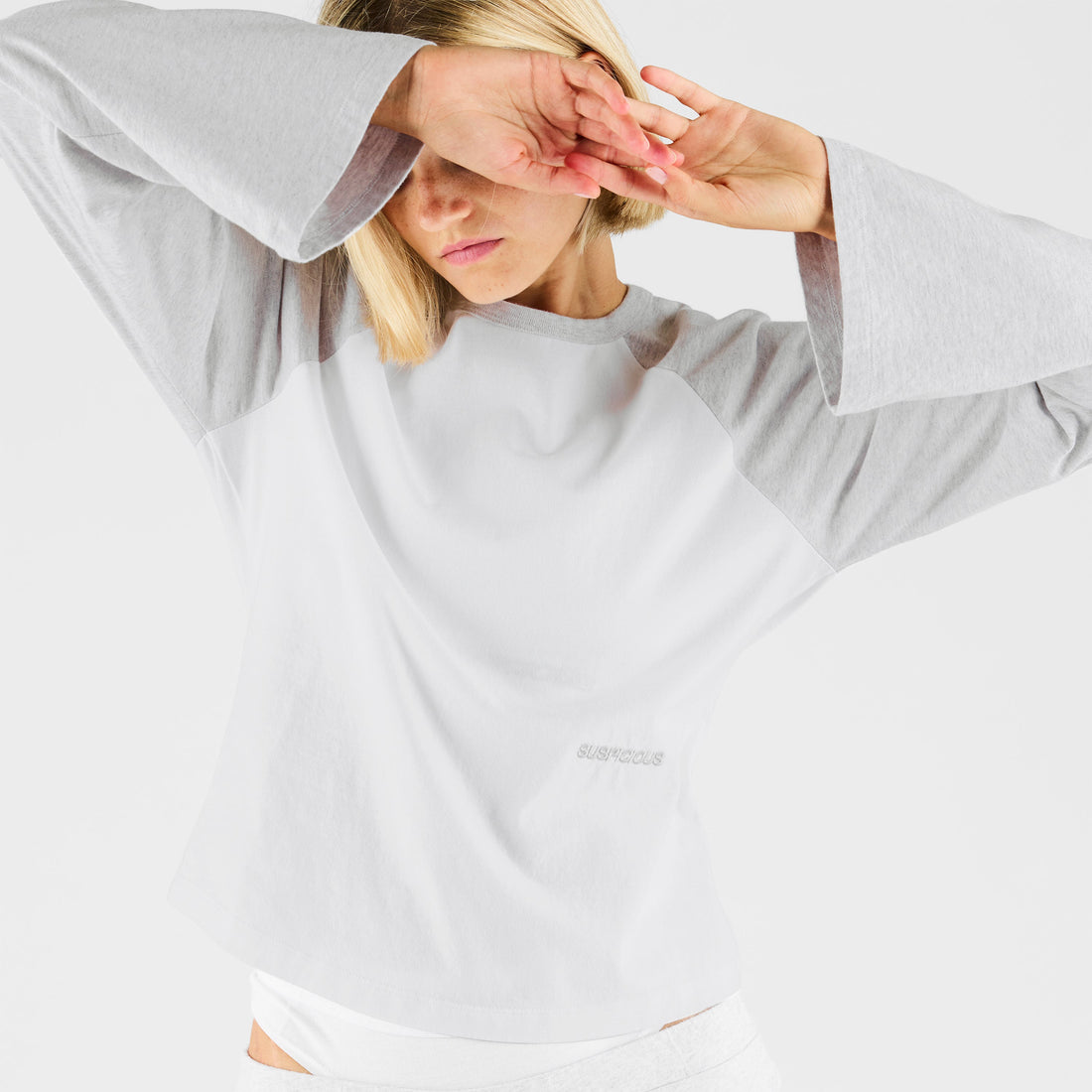 End Of Summer / Essentials W Bi-Colour Longsleeve - White & Heather Grey