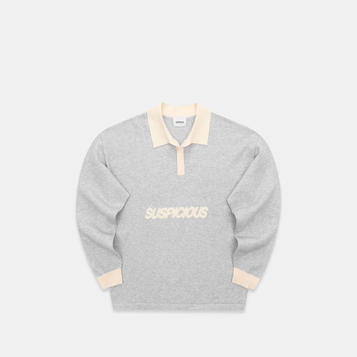 Winter3 / Icon Knitted Longsleeve Polo - Neutral Heather