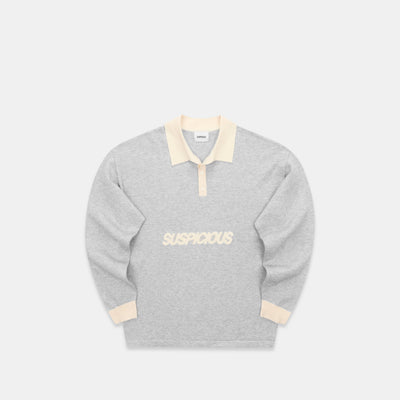 Winter3 / Icon Knitted Longsleeve Polo - Neutral Heather