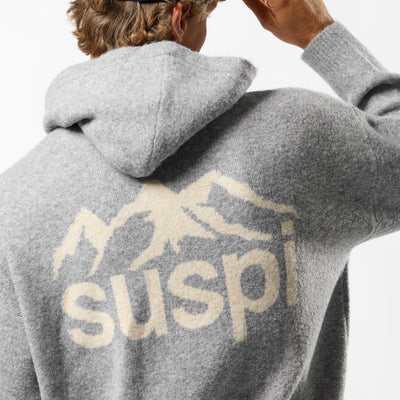 Winter1 / Landscape Knitted Hoodie - Heather Grey