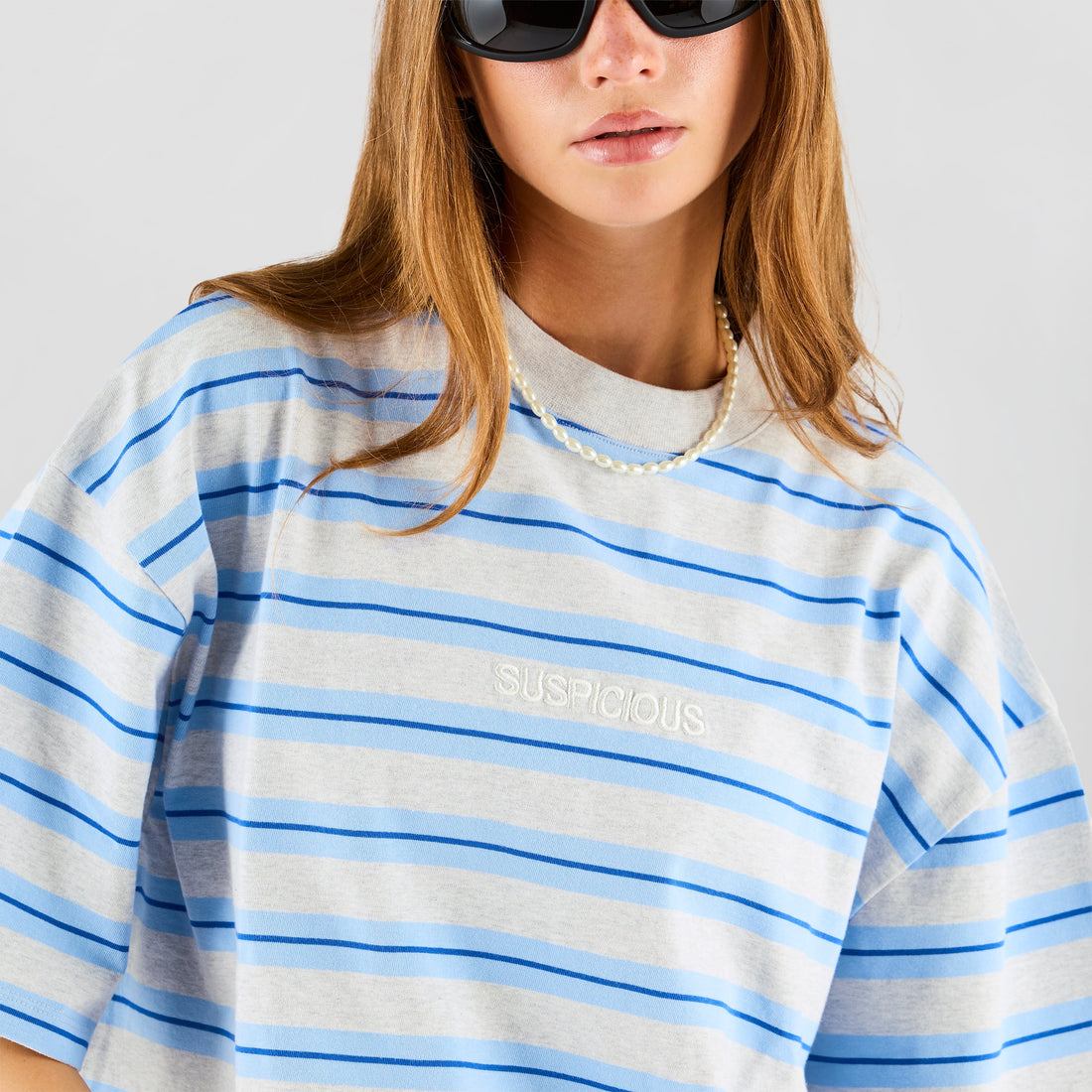 Summer Breeze / Mirror Striped Tee - Heather & Blue