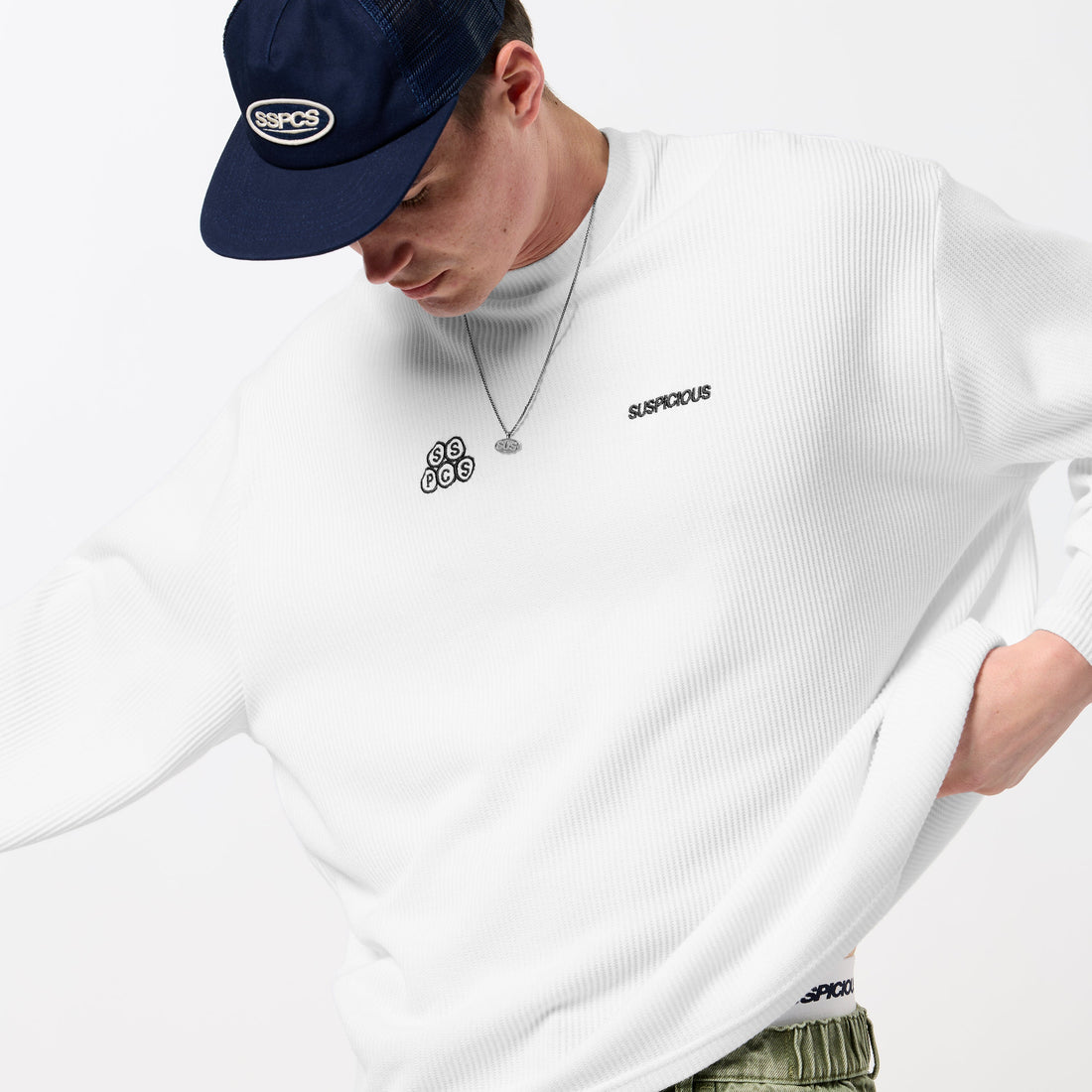 Bestsellers Variants / Offset Waffle Longsleeve - white