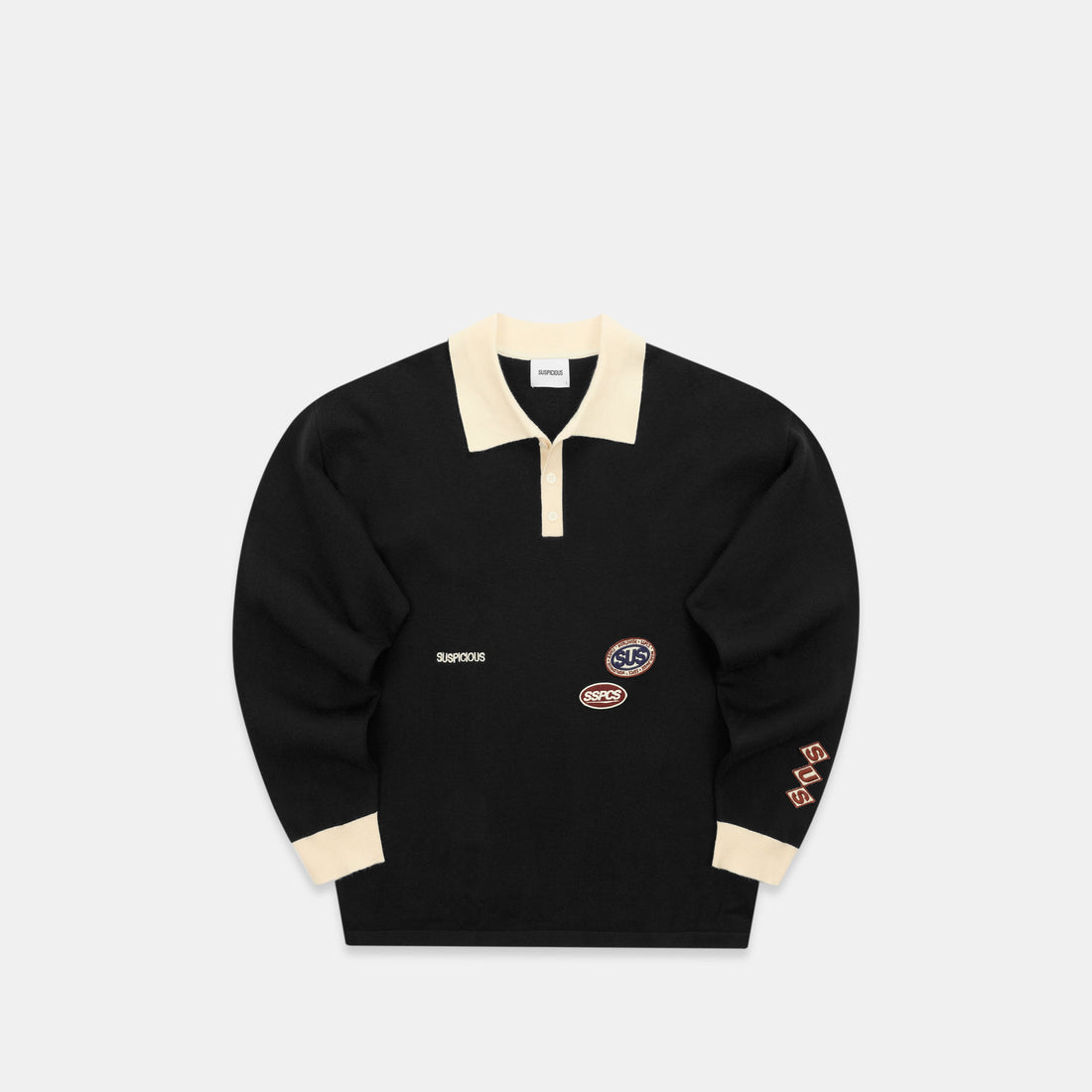 Winter3 / Patch Patrol Knitted Longsleeve Polo - Black