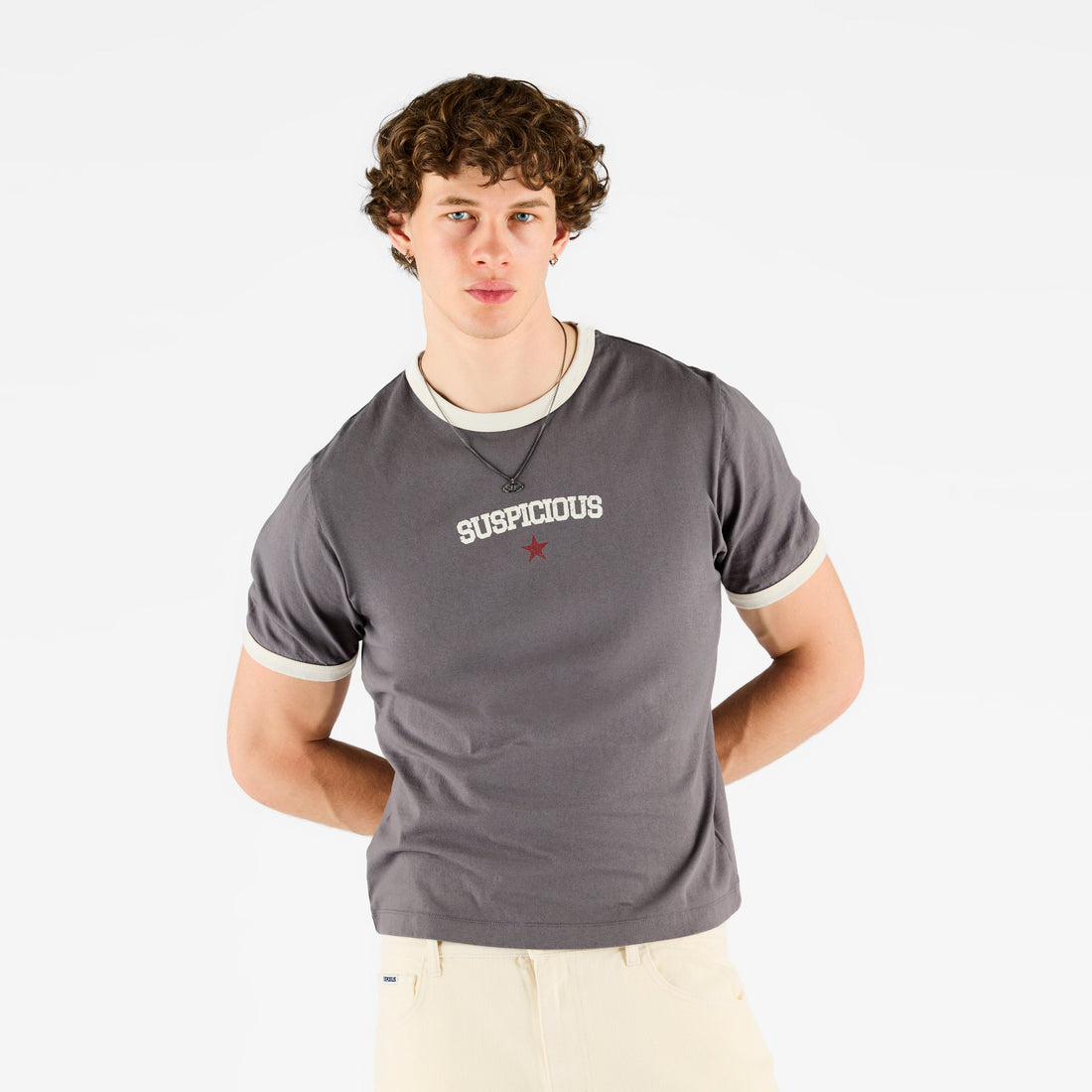 Suspicious Cowboys / Ranch Ringer Tee - Washed Charcoal