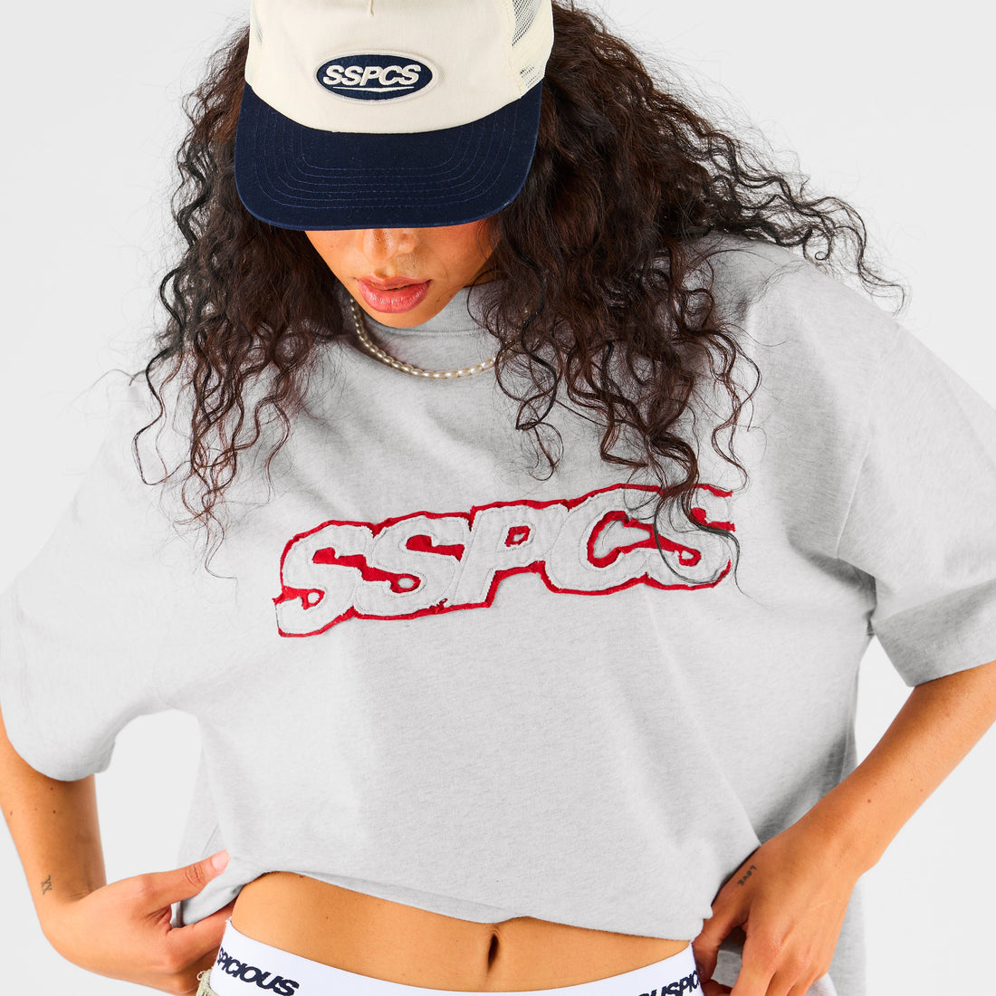 Summer Stripes / Red Layered SSPCS Applique Tee - Ash