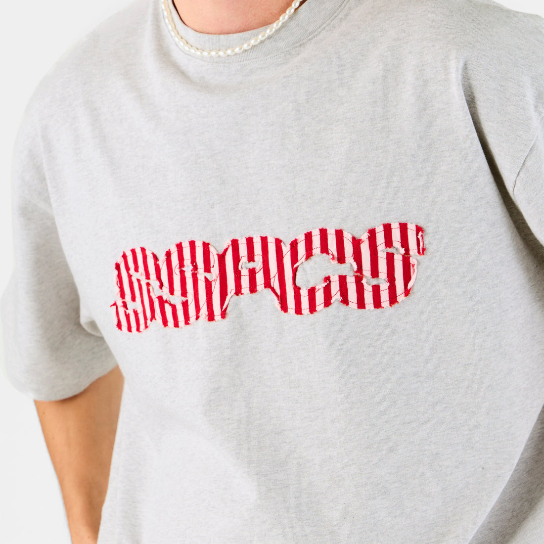 Summer Stripes / Red Striped SSPCS Applique Tee - Ash