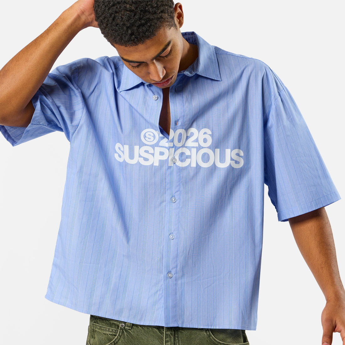 Spring 1 / S2026 Striped Shortsleeve Shirt - Light Blue & White