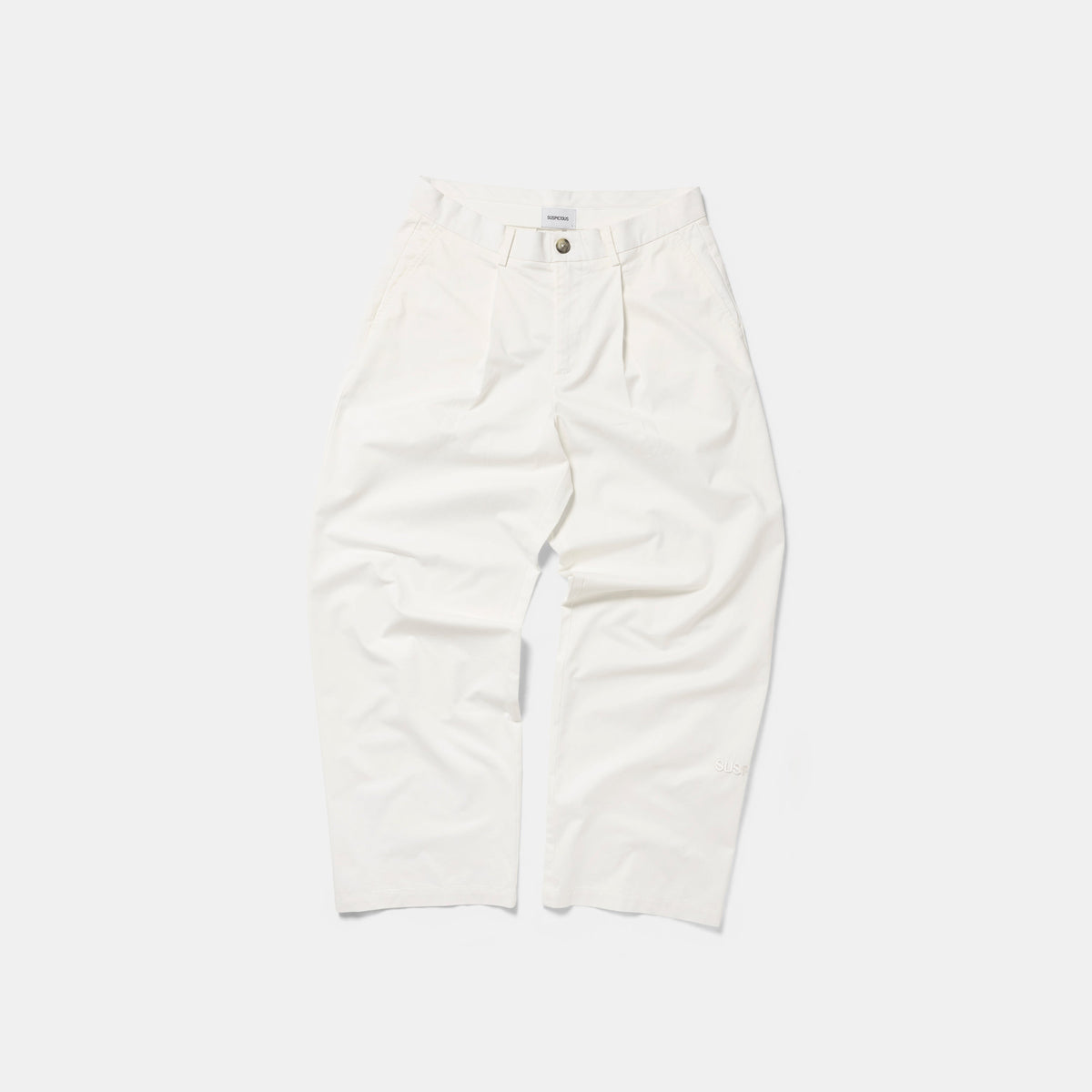 Summer Breeze / Solid Cotton Pleated Pants - Natural