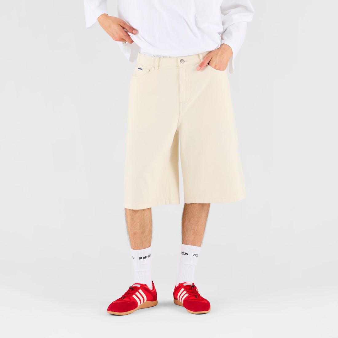 Summer Breeze / Solid Jeans Shorts - Egret