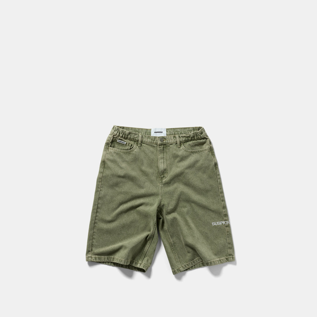 Summer Breeze / Solid Jeans Shorts - Washed Matcha