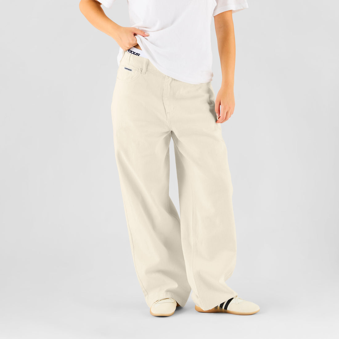 Summer Breeze / Solid W Baggy Jeans - Egret