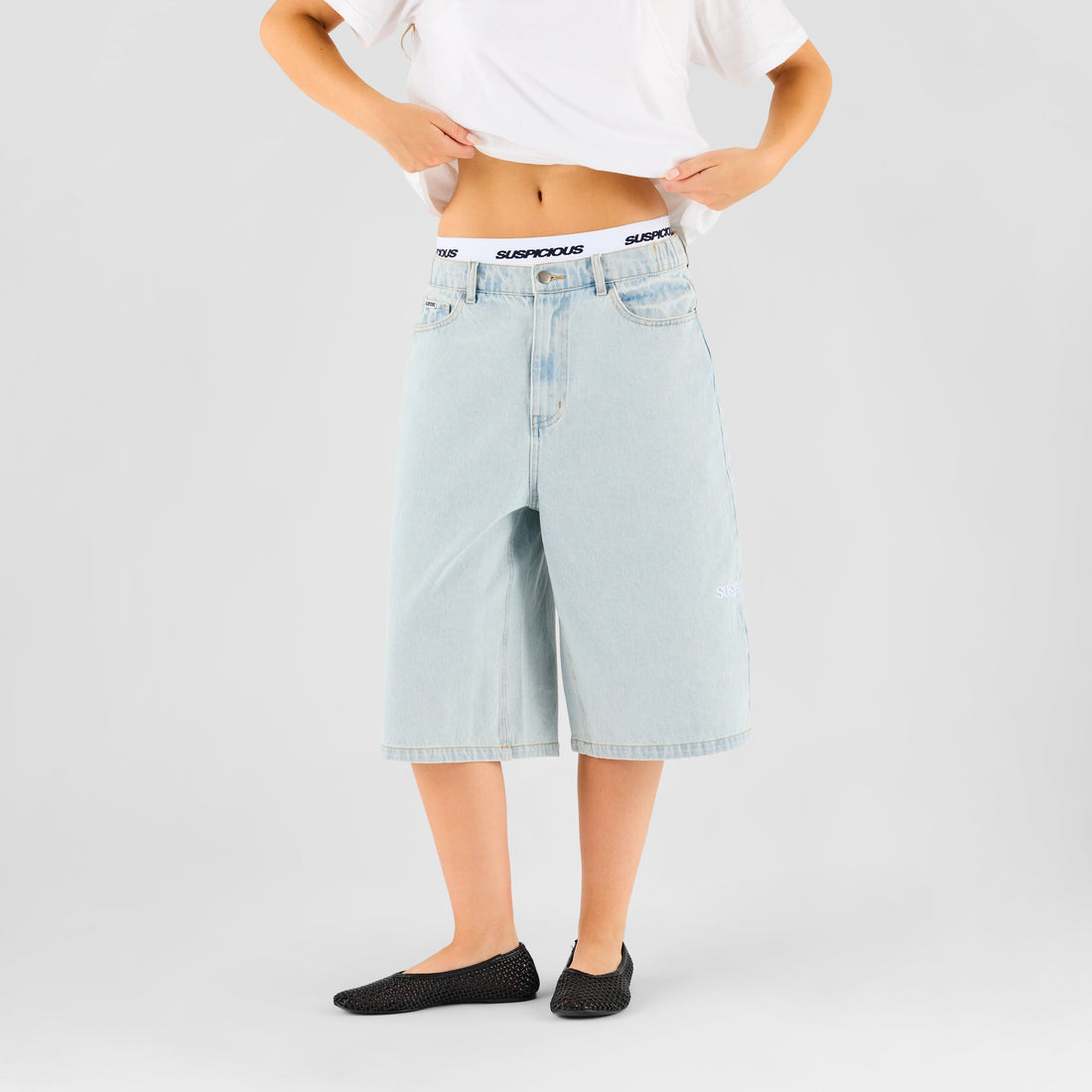 Summer Breeze / Solid W Jeans Shorts - Bleached