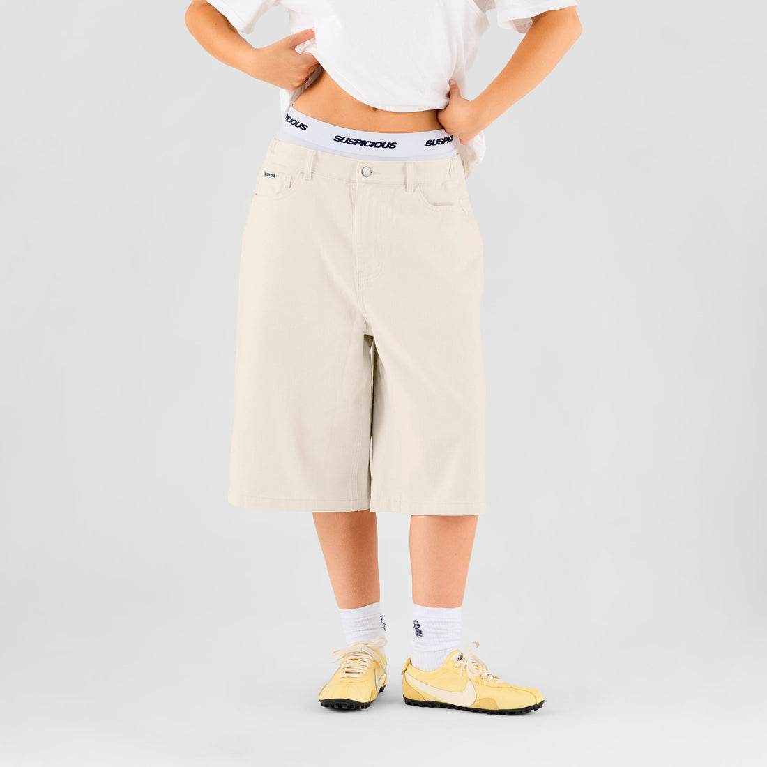 Summer Breeze / Solid W Jeans Shorts - Egret
