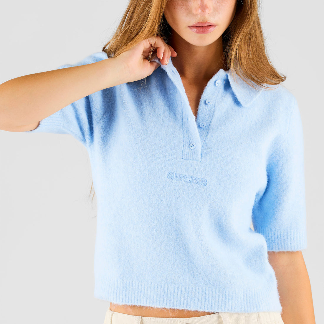 Summer Breeze / Solid W Knit Polo - Celestial