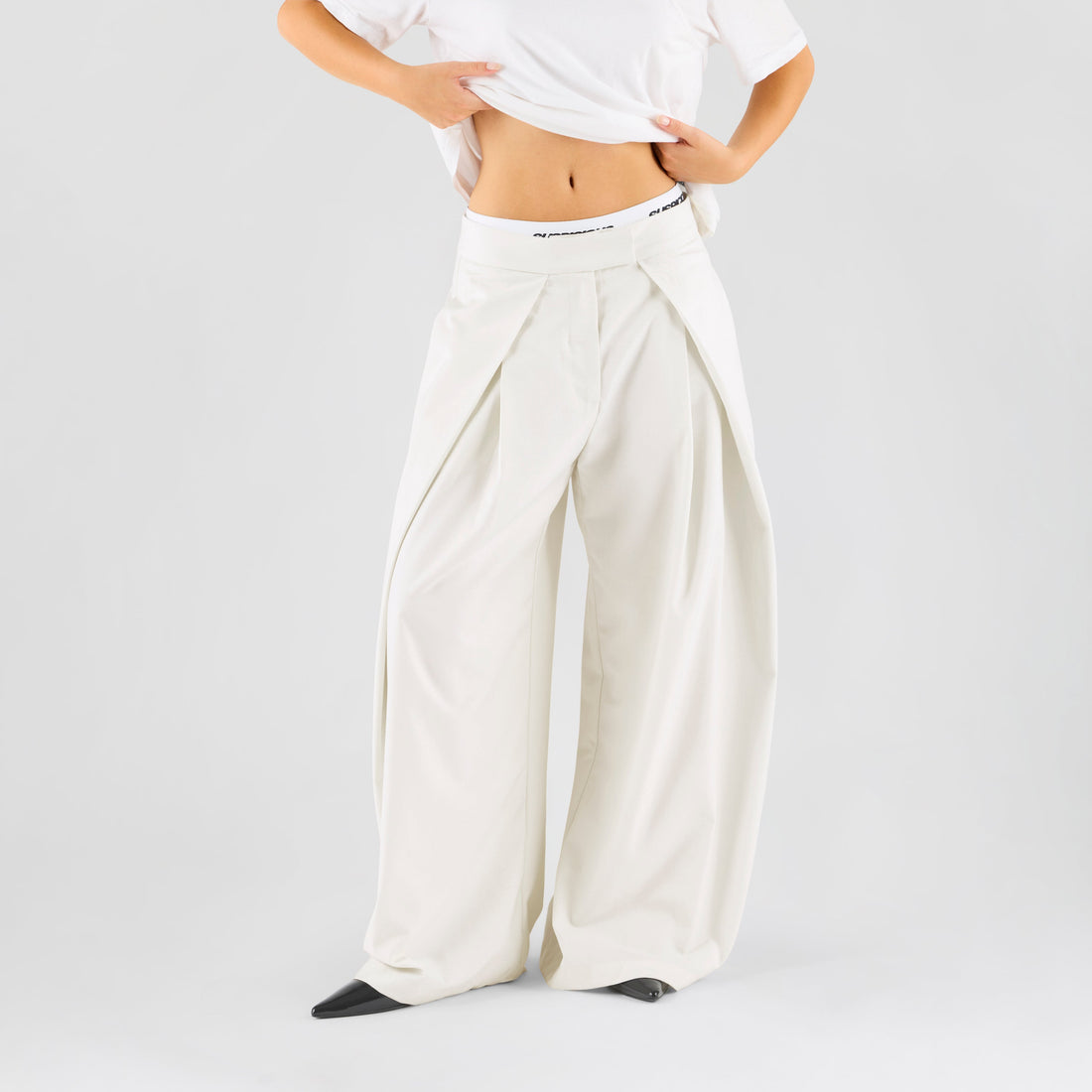Summer Breeze / Solid W Pleated Pants - Natural