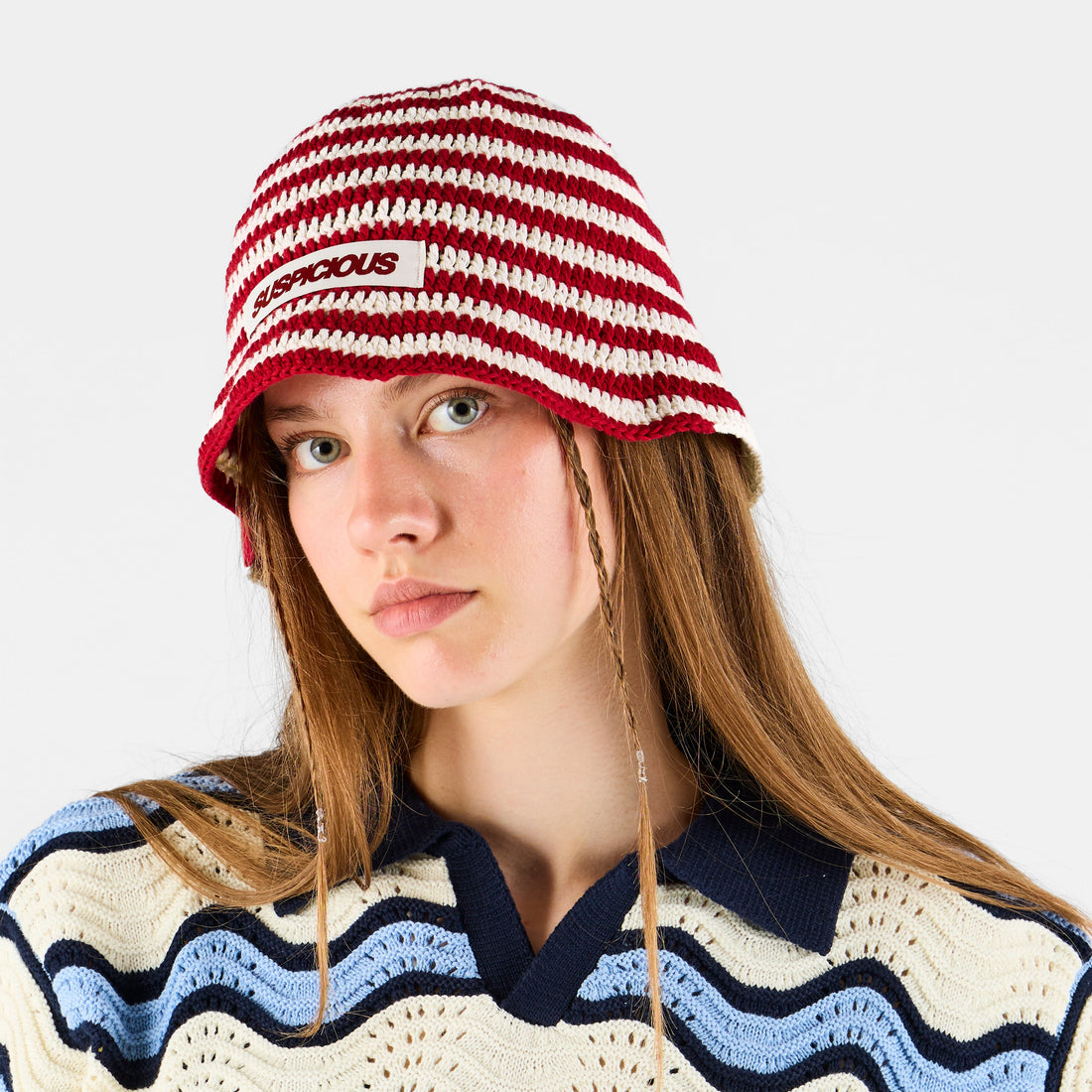 Boat / Spiral Crochet Hat - Red
