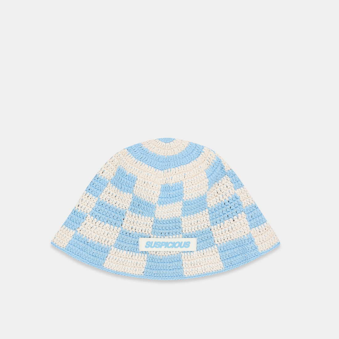 Spring / Checkered Crochet Hat - Celestial Blue