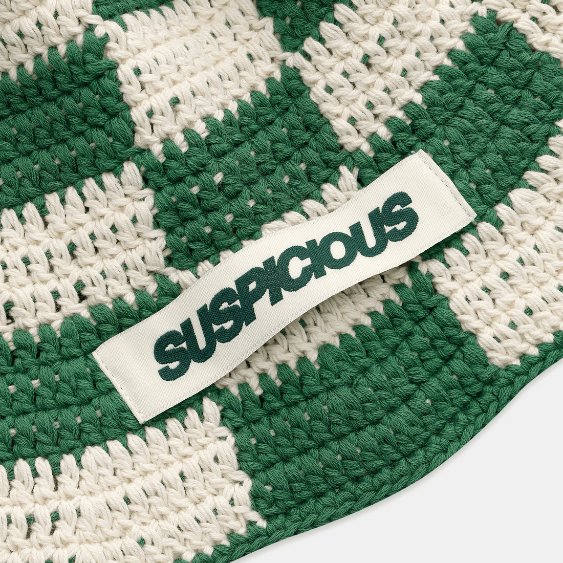 Spring / Checkered Crochet Hat - Green