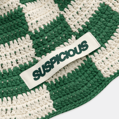 Spring / Checkered Crochet Hat - Green