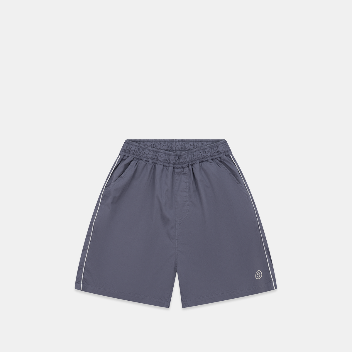S2 / Stamped Piping Twill Shorts - Tidal Blue