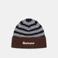 Winter3 / Striped Beanie - Blue & Brown