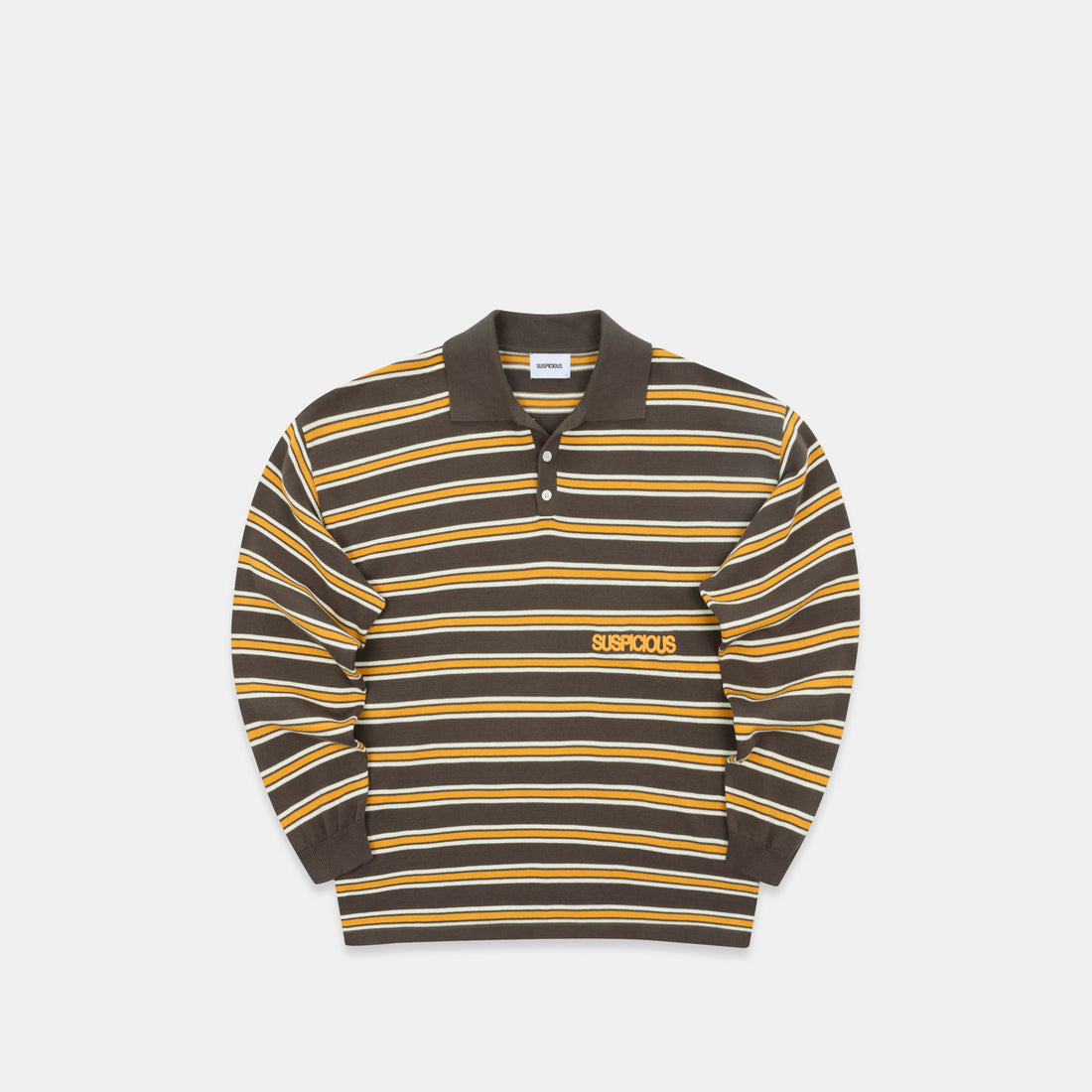 Softground / Striped Cotton Knitted Polo - Dark Armory & Orange