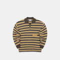 Softground / Striped Cotton Knitted Polo - Dark Armory & Orange