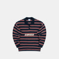 PL / Striped Knitted Longsleeve Polo - Navy & Red