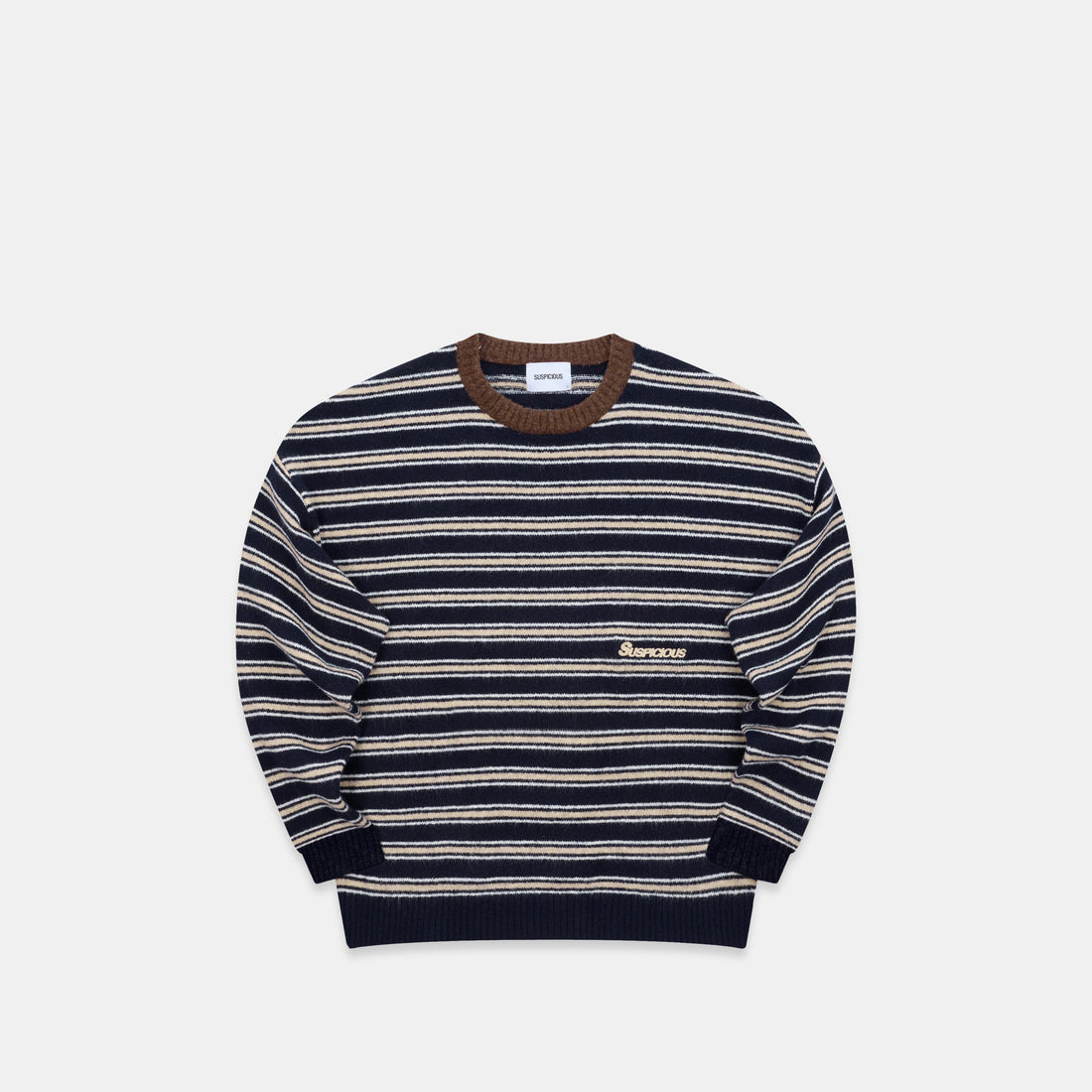 Winter3 / Striped Knitted Sweat - Blue & Brown