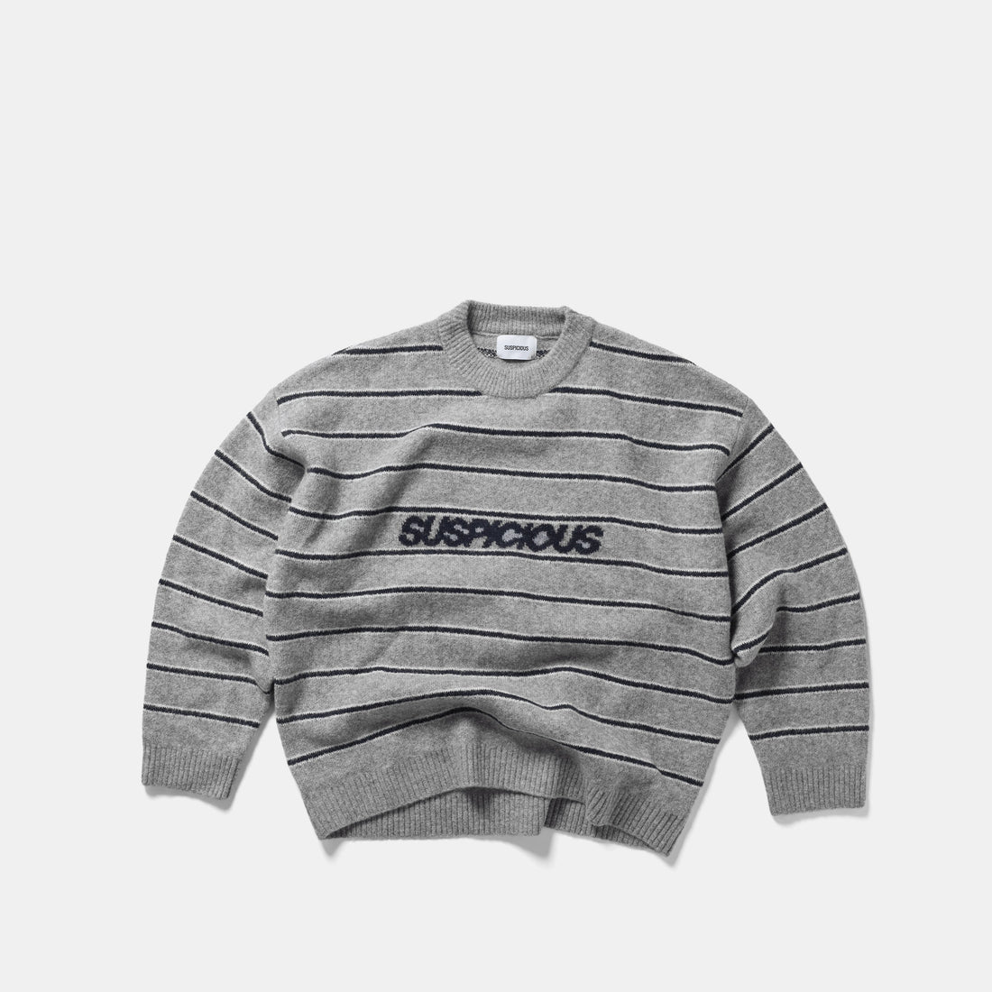 Fall 1 / Striped Knitted Sweat - Navy & Heather Grey