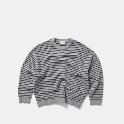 Polkaline / Striped Knitted Sweat - Neutral Heather