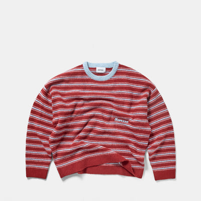 Winter3 / Striped Knitted Sweat - Red & Blue