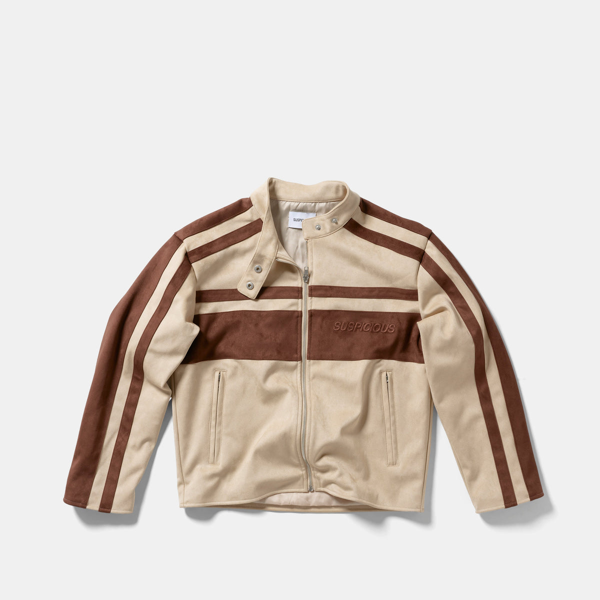 Suspicious Cowboys / Suede W Racer Jacket - Sand & Aubergine
