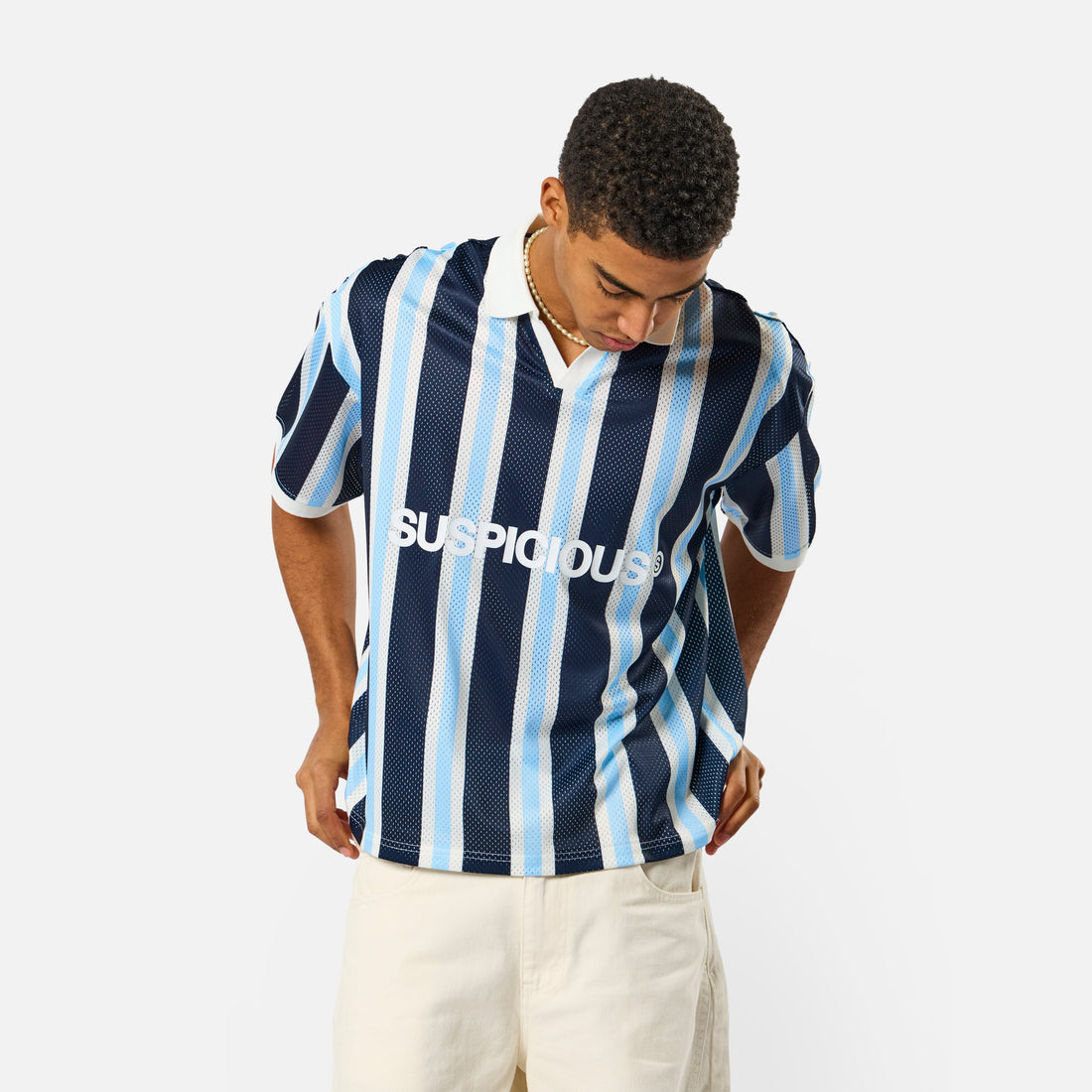 Spring 1 / Suspicious Mesh Football Top - Nightfall & Celestial Blue