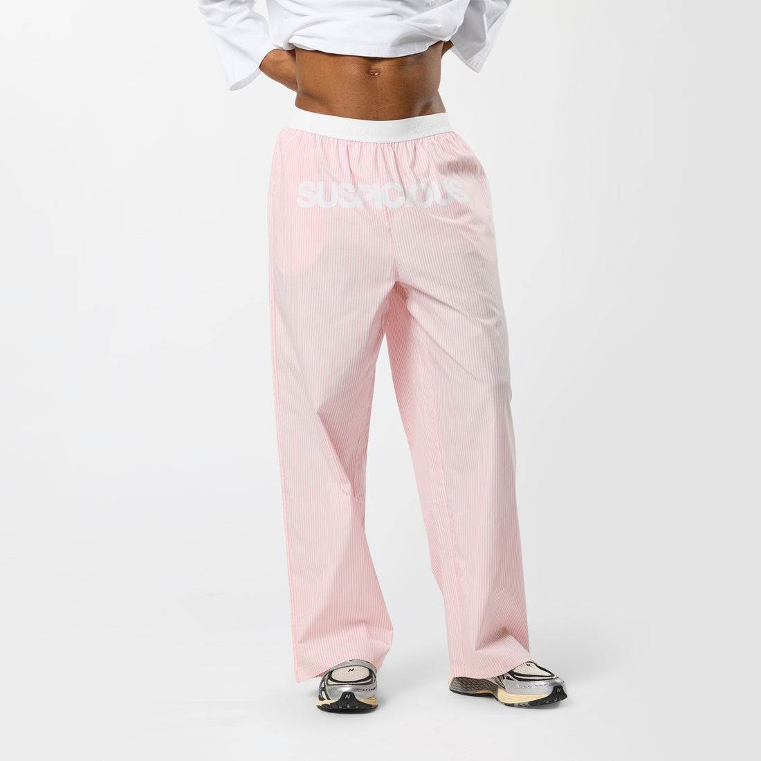 Spring 1 / Suspicious Striped Cotton Pants - Pink