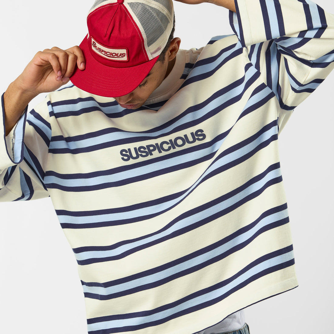 Spring 1 / Suspicious Striped Longsleeve - Natural & Blue
