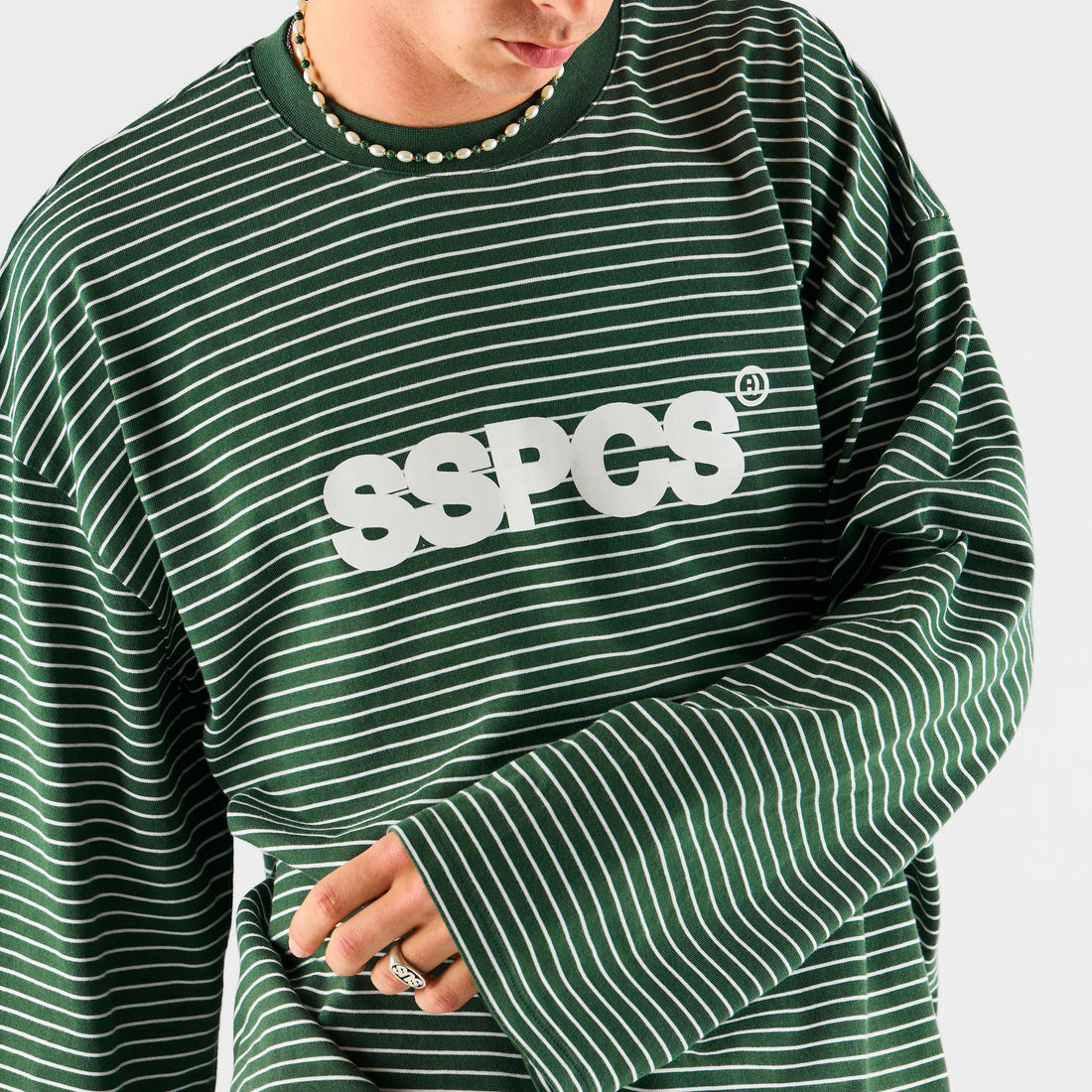 PL / The SSPCS Striped Longsleeve - Dark Forest Green