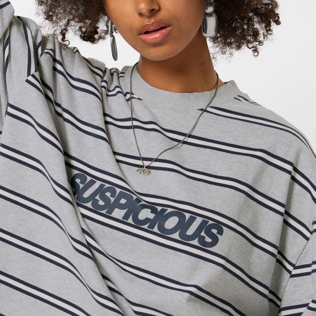 Bestsellers Variants / The Slanted Striped Longsleeve - Heather Grey