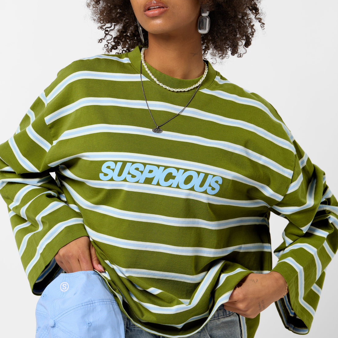 Bestsellers Variants / The Slanted Striped Longsleeve - Moss Green